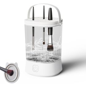 Electric Makeup Brush Cleaner - 9000 RPM Makeup Brush Cleaning Machine, Waterproof Automatic Makeup Brush Cleaner For Makeup Sponges And Brushes (Option: White)