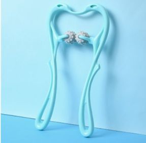 Multifunctional Manual Six-wheel Neck Massager Massage Relieve Roller Massage Tool (Option: New Roller Swan Blue)