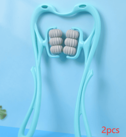 Multifunctional Manual Six-wheel Neck Massager Massage Relieve Roller Massage Tool (Option: Blue 2PCS)
